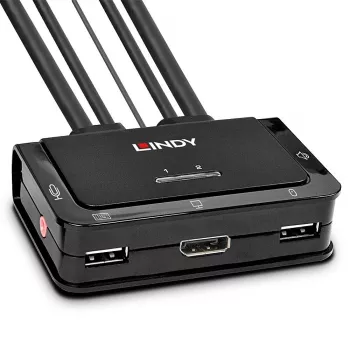 Lindy KVM Switch a cavo 2 porte DisplayPort 1.2, USB 2.0 e audio