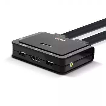 Lindy KVM Switch a cavo 2 porte DisplayPort 1.2, USB 2.0 e audio