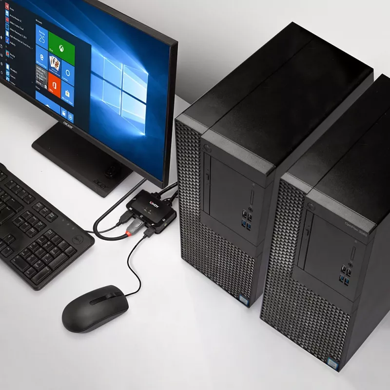 Lindy KVM Switch a cavo 2 porte DisplayPort 1.2, USB 2.0 e audio
