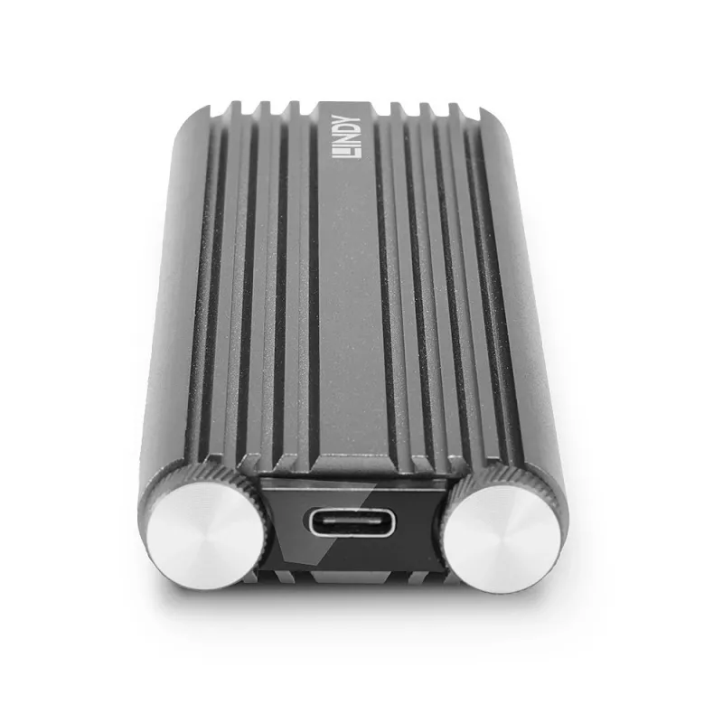 Lindy case per SSD NVMe M.2 USB 3.2 Gen 2 x2, case per SSD, M.2, PCI Express, 20 Gbit/s, porta USB, argento