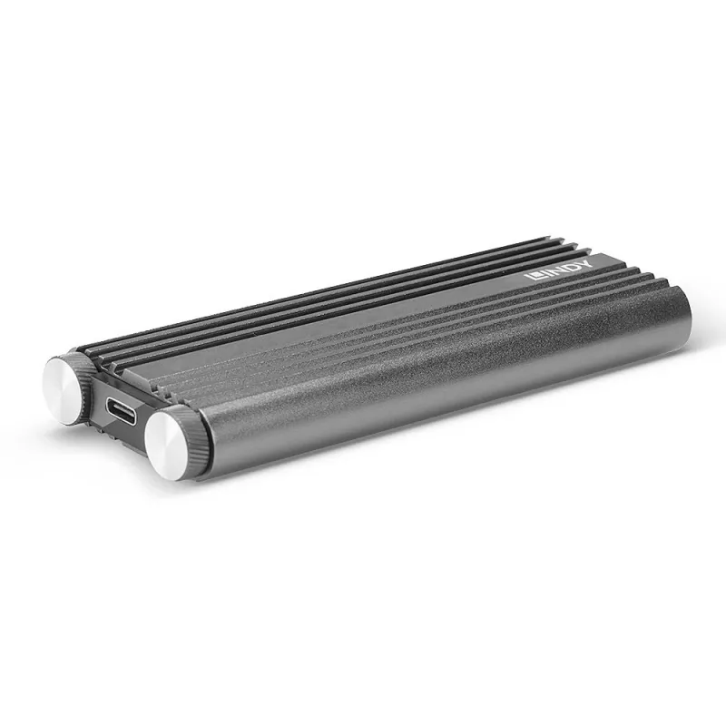 Lindy case per SSD NVMe M.2 USB 3.2 Gen 2 x2, case per SSD, M.2, PCI Express, 20 Gbit/s, porta USB, argento