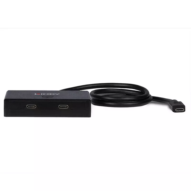 Lindy switch bidirezionale USB 3.2 Gen 2 Type-C a 2 porte, USB 3.2 Gen 1 (3.1 Gen 1) Type-C, USB 3.2 Gen 1 (3.1 Gen 1) Type-C, 5000 Mbit/s, nero, 0,6 m, 85 mm