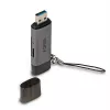 Lindy lettore di schede SD/MicroSD USB 3.2 Type-C e A, MiniSD, SD, nero, grigio, 5000 Mbit/s, USB 3.2 Gen 1 (3.1 Gen 1) Type-A/Type-C, 78,5 mm, 22,5 mm