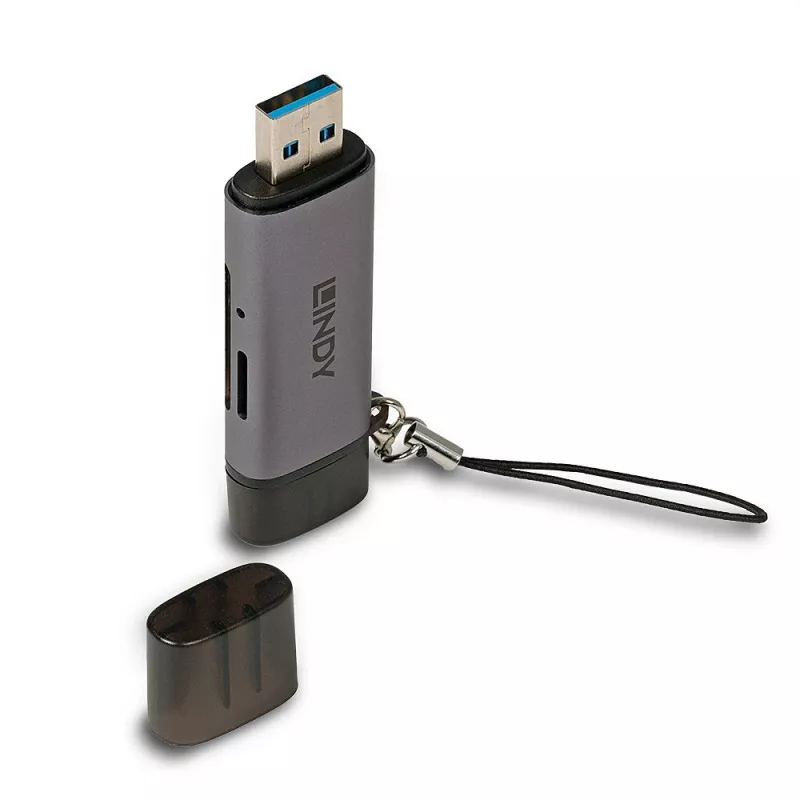 Lindy lettore di schede SD/MicroSD USB 3.2 Type-C e A, MiniSD, SD, nero, grigio, 5000 Mbit/s, USB 3.2 Gen 1 (3.1 Gen 1) Type-A/Type-C, 78,5 mm, 22,5 mm
