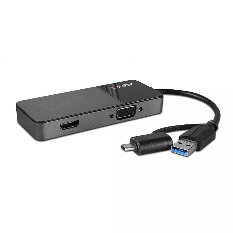 Lindy 43354 docking station per laptop/riproduttore di porte USB 3.2 Gen 1 (3.1 Gen 1) Type-A + Type-C nero