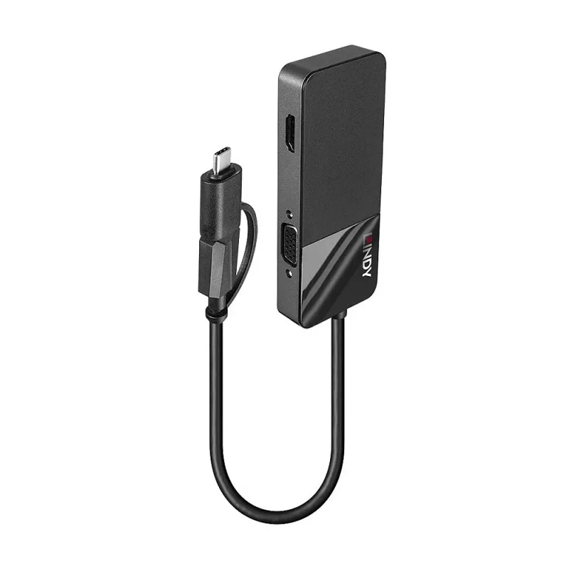 Lindy 43354 docking station per laptop/riproduttore di porte USB 3.2 Gen 1 (3.1 Gen 1) Type-A + Type-C nero