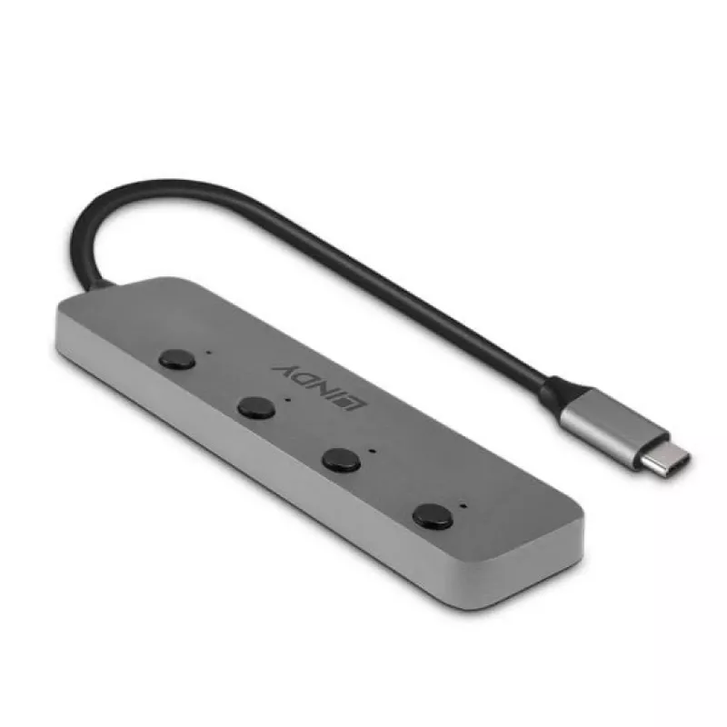 Lindy hub USB 3.2 Type-C a 4 porte con interruttori on/off