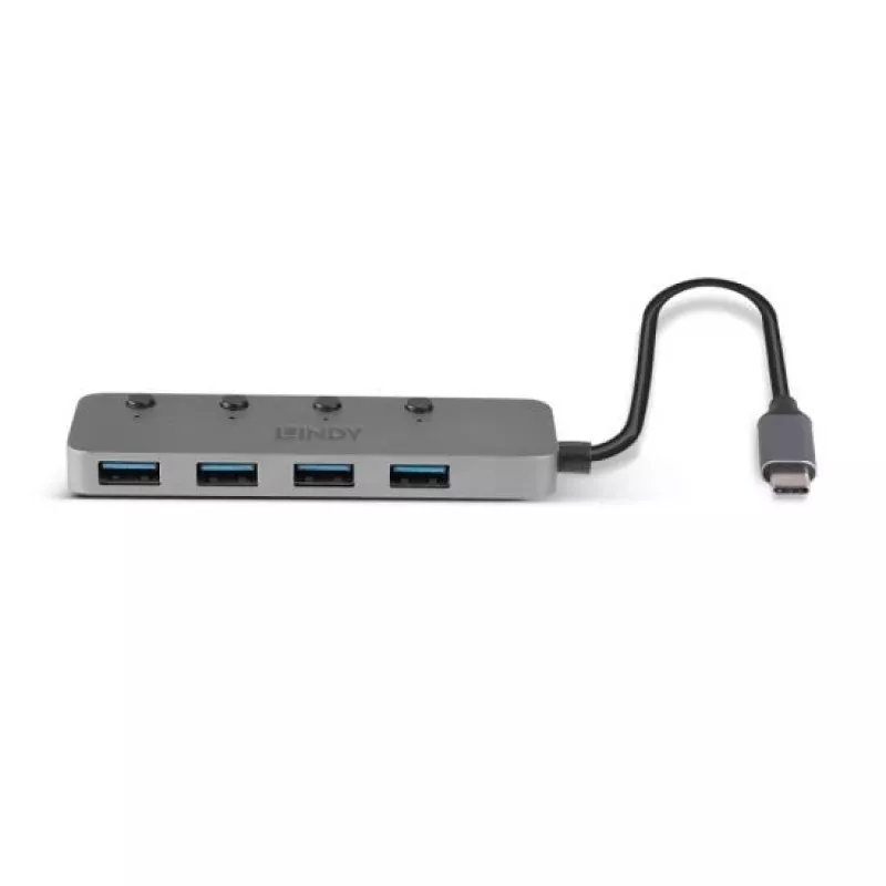Lindy hub USB 3.2 Type-C a 4 porte con interruttori on/off