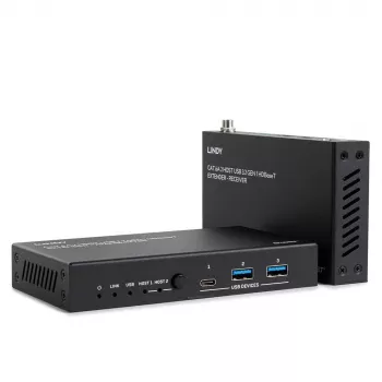 Lindy extender HDBaseT USB 3.2 Gen 1 Cat.6A 2 host 100 m, trasmettitore e ricevitore di rete, 100 m, 480 Mbit/s, Cat6a, VS6320, bronzo fosforoso