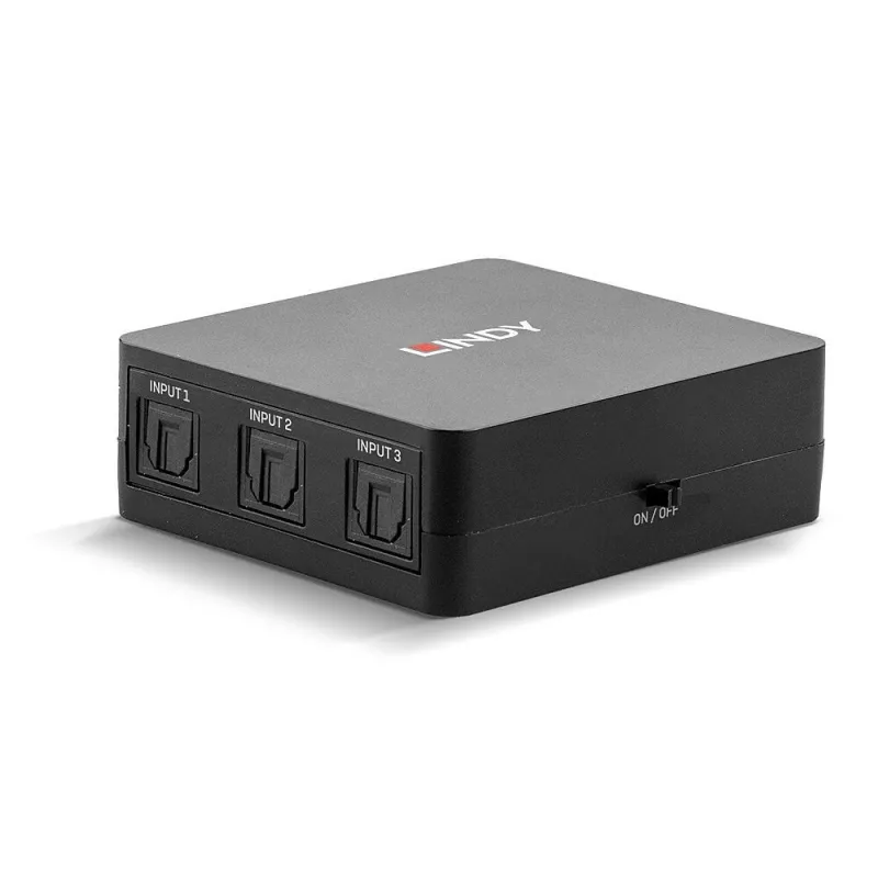 Lindy commutatore audio digitale TosLink (ottico) a 3 porte, nero, plastica, 54 mm, 60 mm, 20 mm, 37 g