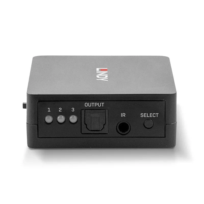 Lindy commutatore audio digitale TosLink (ottico) a 3 porte, nero, plastica, 54 mm, 60 mm, 20 mm, 37 g