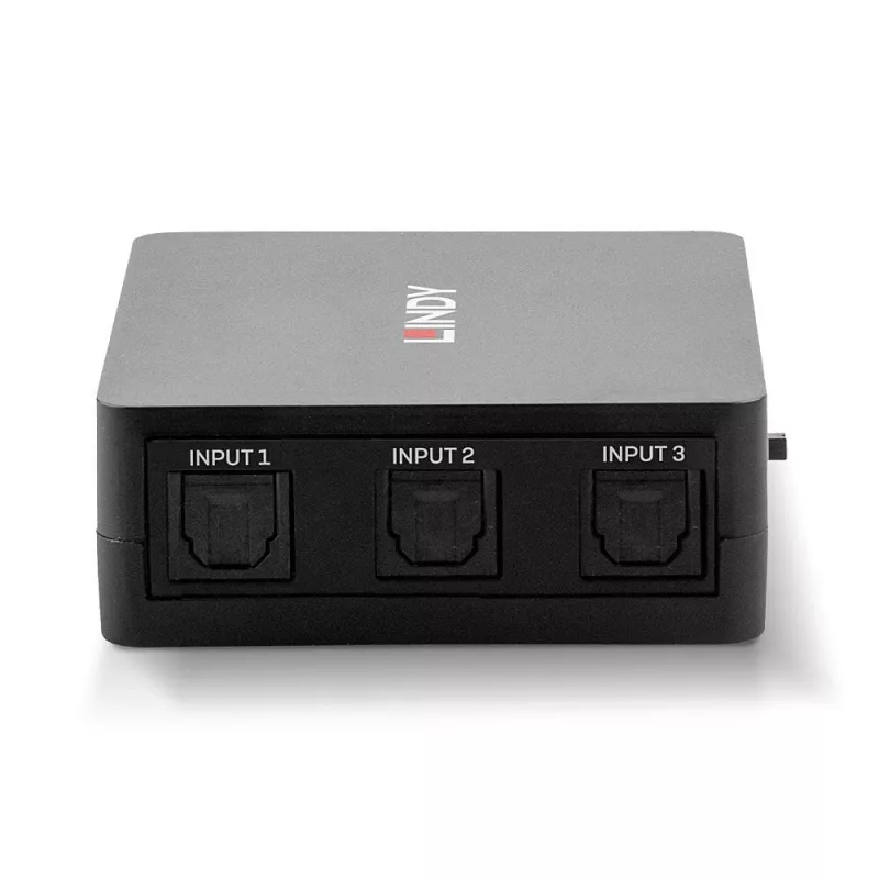 Lindy commutatore audio digitale TosLink (ottico) a 3 porte, nero, plastica, 54 mm, 60 mm, 20 mm, 37 g