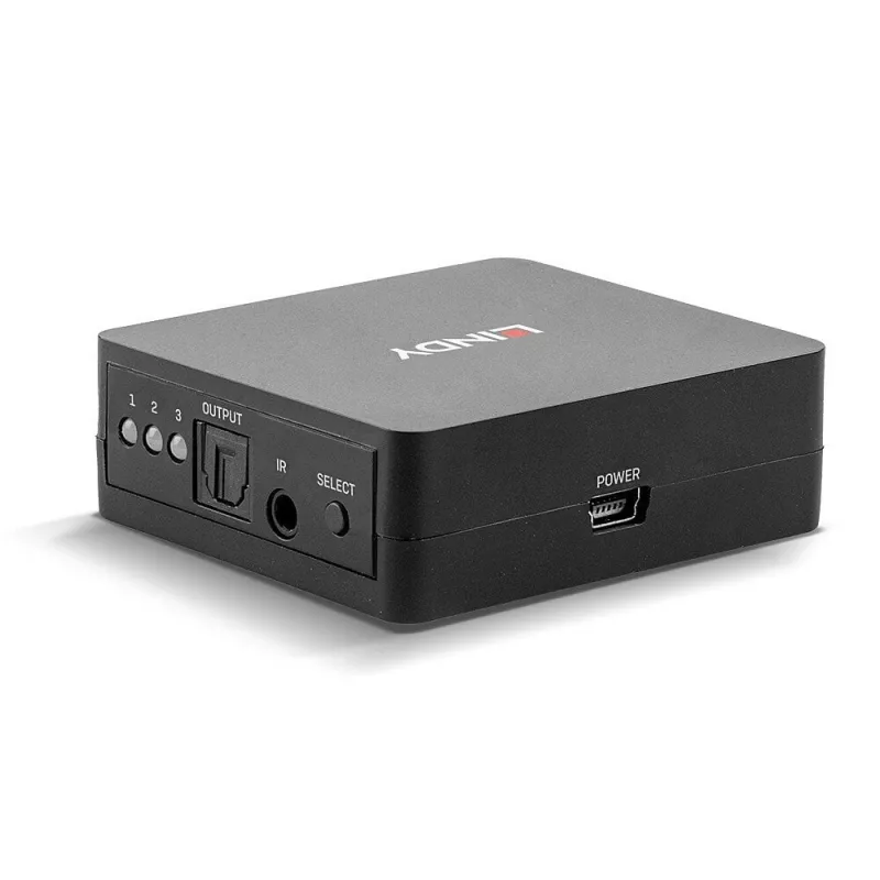 Lindy commutatore audio digitale TosLink (ottico) a 3 porte, nero, plastica, 54 mm, 60 mm, 20 mm, 37 g