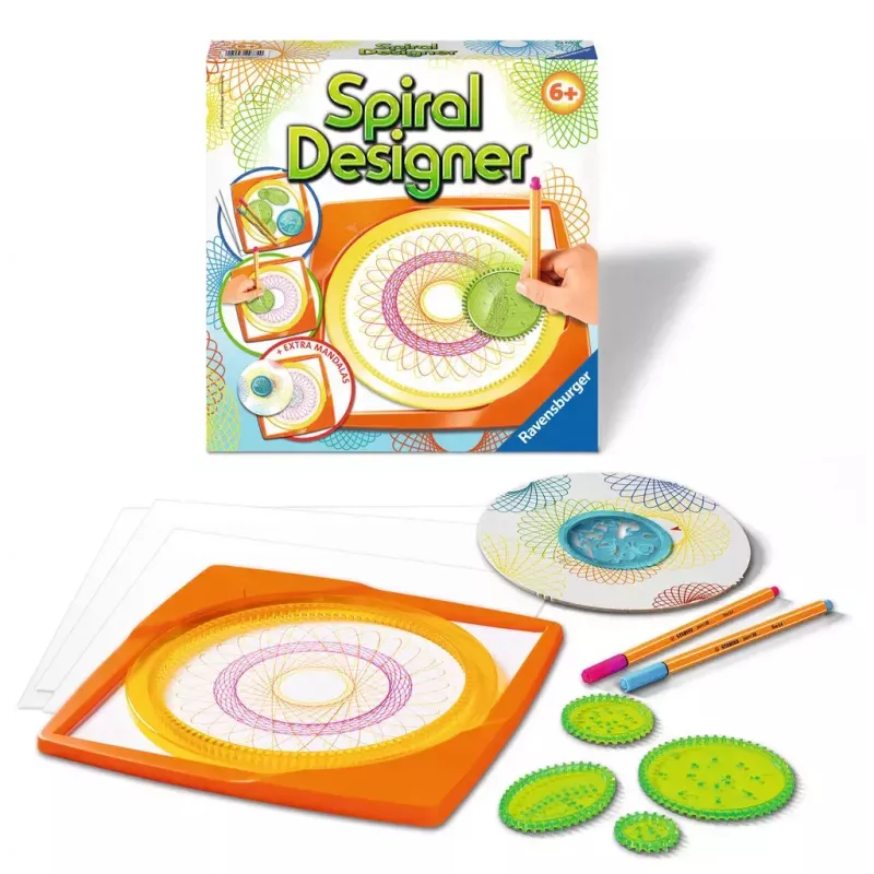 Spirograph per bambini Ravensburger 297740 con stencil e 2 penne, multicolore, per bambini dai 6 anni