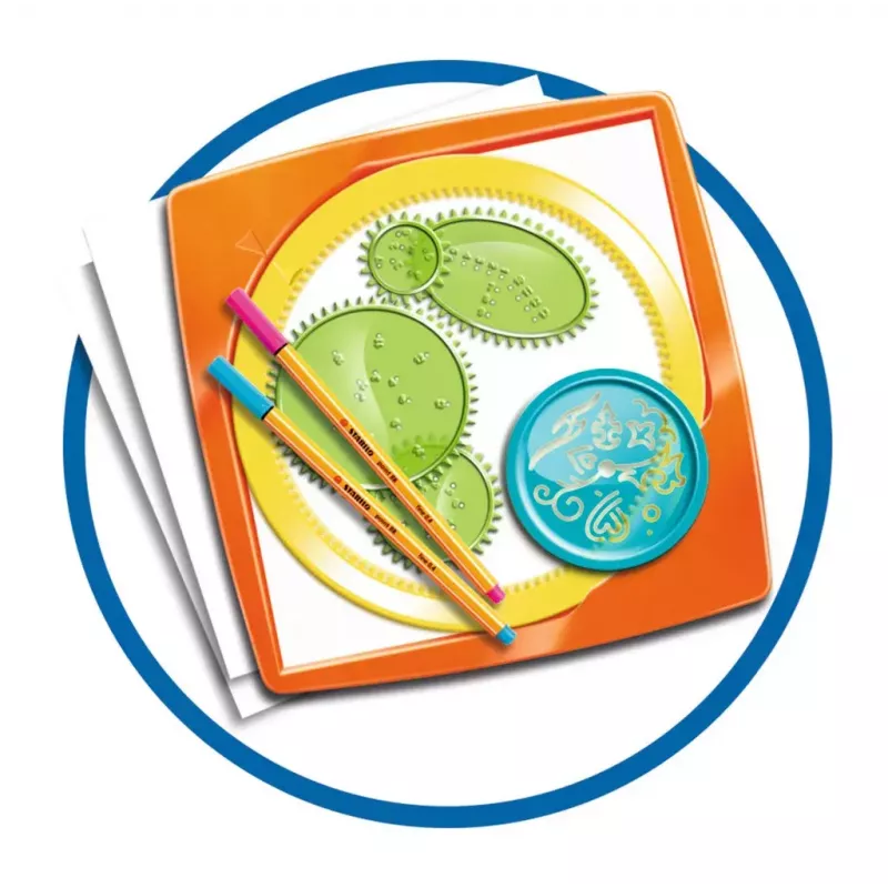 Spirograph per bambini Ravensburger 297740 con stencil e 2 penne, multicolore, per bambini dai 6 anni