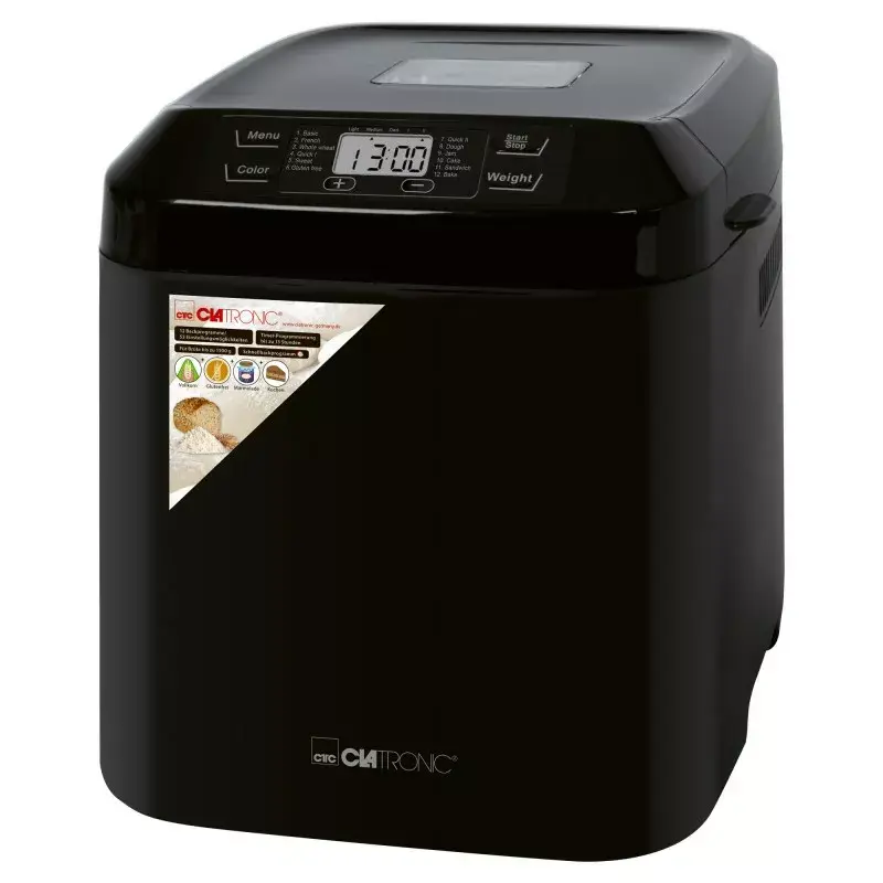 Macchina per il pane CLATRONIC BBA 3774 550W – teglia da 3 L, fino a 1,5 kg di pane, 12 programmi, timer LCD