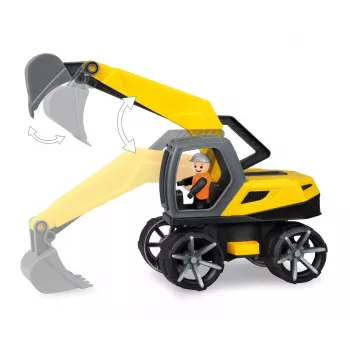 Escavatore giocattolo Lena TRUXX SM04531, età consigliata 2+, grigio e giallo