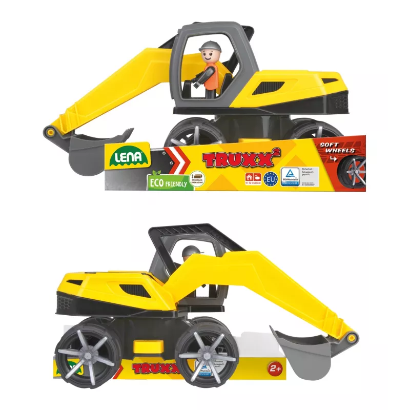 Escavatore giocattolo Lena TRUXX SM04531, età consigliata 2+, grigio e giallo
