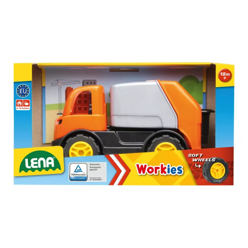 Camion della spazzatura giocattolo Lena 01264 — giocattolo per bambini in metallo e plastica, multicolore, da 1,5 anni