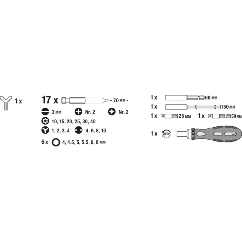 Set di punte per avvitatore KWB 106800 63 pz.