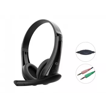 Cuffie con filo CONCEPTRONIC POLONA06B3T, stereo 3,5 mm, microfono con soppressione del rumore, supraurali, 20–20000 Hz, cavo 1,8 m, nero