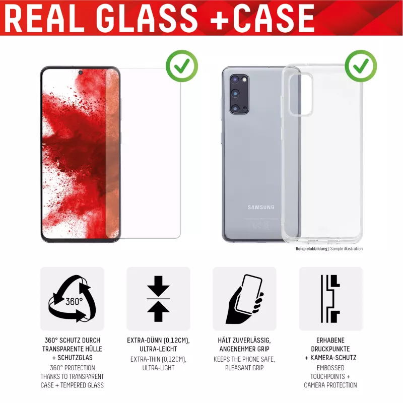 Pellicola protettiva display + custodia Displex per Samsung Galaxy A53 5G, vetro temperato