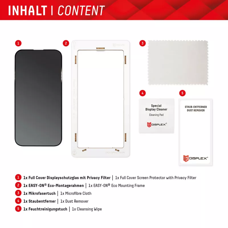 Privacy Screen Protector Displex (10H) per Samsung Galaxy S22/S23, cornice di montaggio Eco, filtro privacy