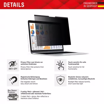 Filtro privacy magnetico a 2 vie Displex PRIVACY SAFE per laptop/notebook 14'' (16:10)
