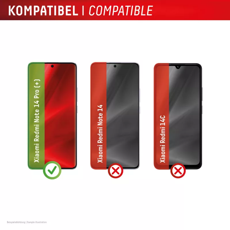 Displex Premium vetro protettivo per display (Full Cover, 10H) per Xiaomi Redmi Note 13 Pro+/Note 14 Pro(+), cornice di montaggio Eco, Full Cover