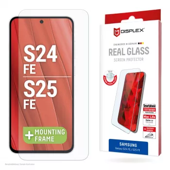Protezione display Displex (10H) per Samsung Galaxy S25 FE/S24 FE, cornice di montaggio Eco, antigraffio