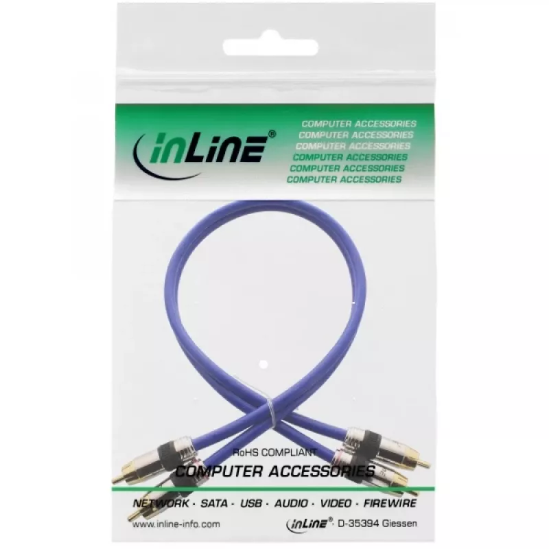 InLine Cavo audio RCA Premium 2x connettore maschio RCA/connettore maschio dorato 2 m