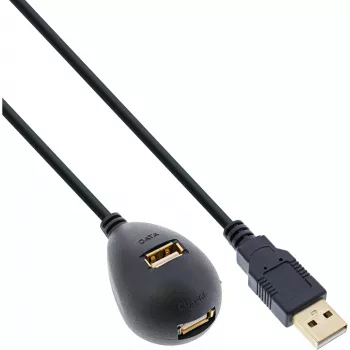 InLine Cavo USB 2.0 Type-A connettore maschio / connettore femmina, con base, nero, 2 m