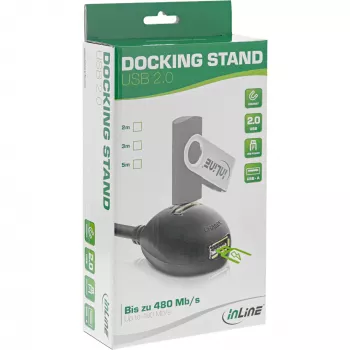 InLine Cavo USB 2.0 Type-A connettore maschio / connettore femmina, con base, nero, 2 m