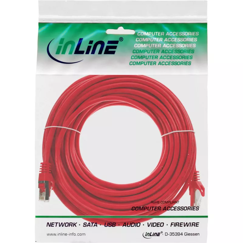 InLine Cavo patch F/UTP Cat.5e rosso 5 m, 5 m, Cat5e, F/UTP (FTP), RJ-45, RJ-45, rosso