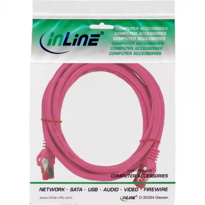 InLine Cavo patch S/FTP PiMF Cat.6 250MHz PVC rame rosa 0,25 m