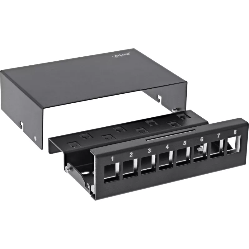 InLine box di consolidamento desktop 8x Keystone RJ45, metallo, nero RAL9005