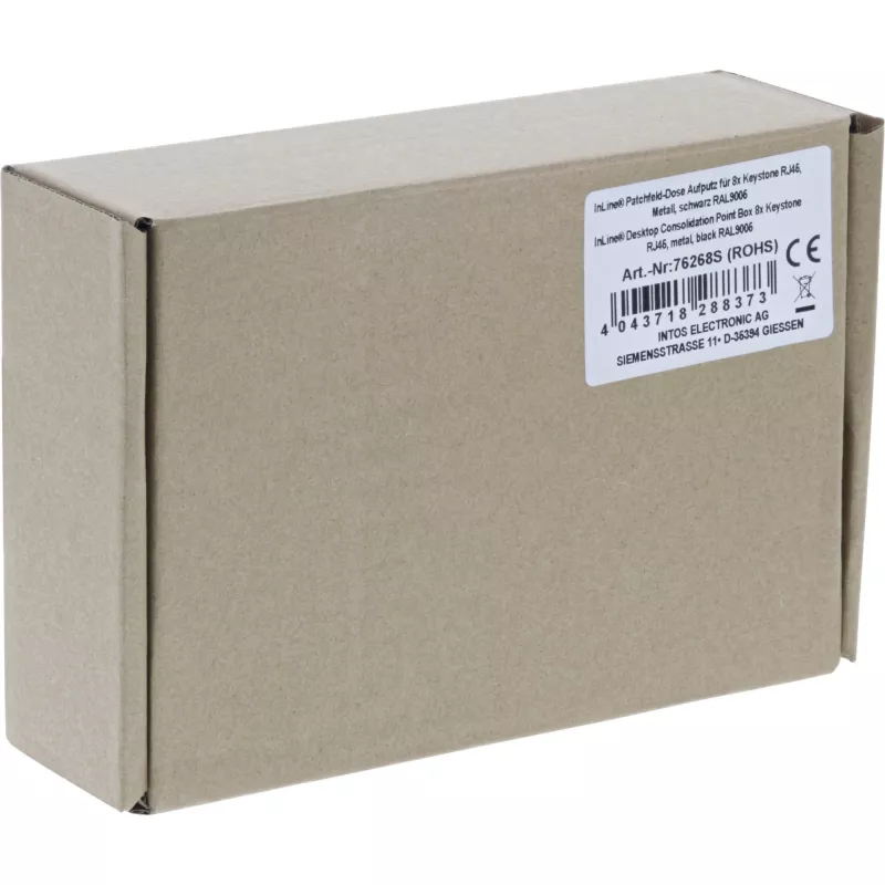 InLine box di consolidamento desktop 8x Keystone RJ45, metallo, nero RAL9005