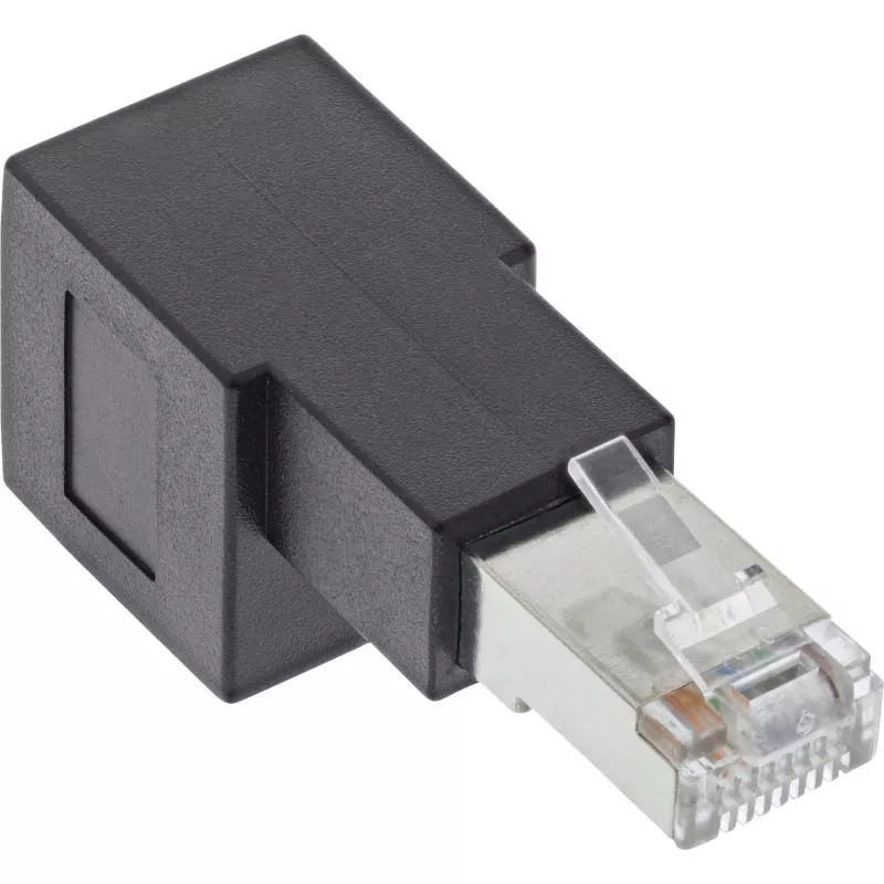InLine adattatore per cavo patch Cat.6A, RJ45 maschio / femmina, angolare 90° verso il basso