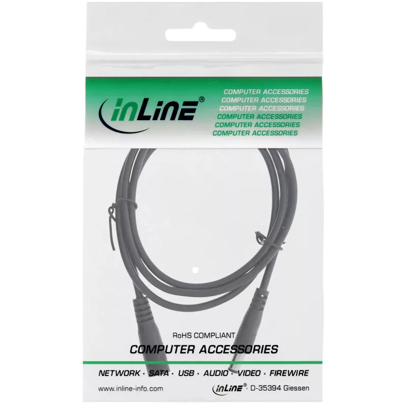 InLine cavo di prolunga DC, connettore DC maschio/femmina 5,5x2,1 mm, nero, 2 m