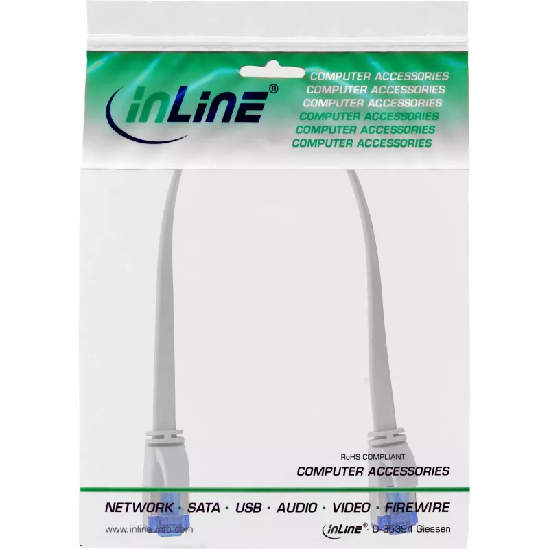 InLine cavo patch piatto, U/FTP, Cat.6A, TPE senza alogeni, bianco, 0,3m