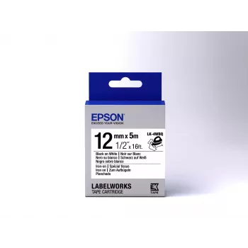 Epson cartuccia etichetta da stirare LK-4WBQ nero/bianco 12 mm (5 m)