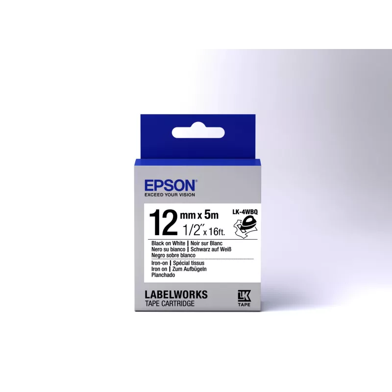 Epson cartuccia etichetta da stirare LK-4WBQ nero/bianco 12 mm (5 m)