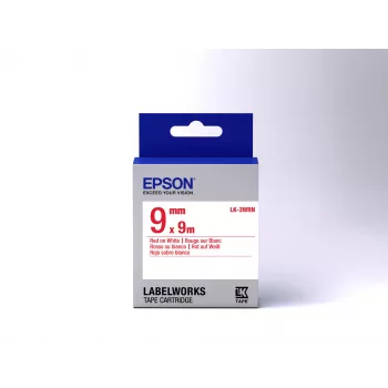 Cartuccia etichetta Epson Standard LK-3WRN rosso/bianco 9mm (9m), rosso su bianco, Giappone, 9 mm, 9 m, 1 pz., 25 mm