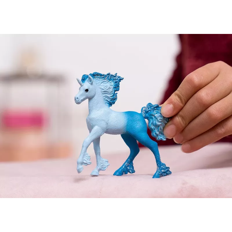 Schleich BAYALA Elementa Water Flames statuina puledro unicorno, blu, per bambini dai 5 anni