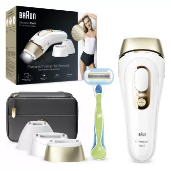 Braun Silk-expert Pro 5 PL5243 luce pulsata intensa (IPL) oro, bianco