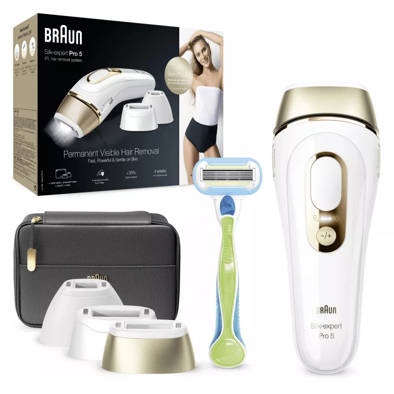 Braun Silk-expert Pro 5 PL5243 luce pulsata intensa (IPL) oro, bianco