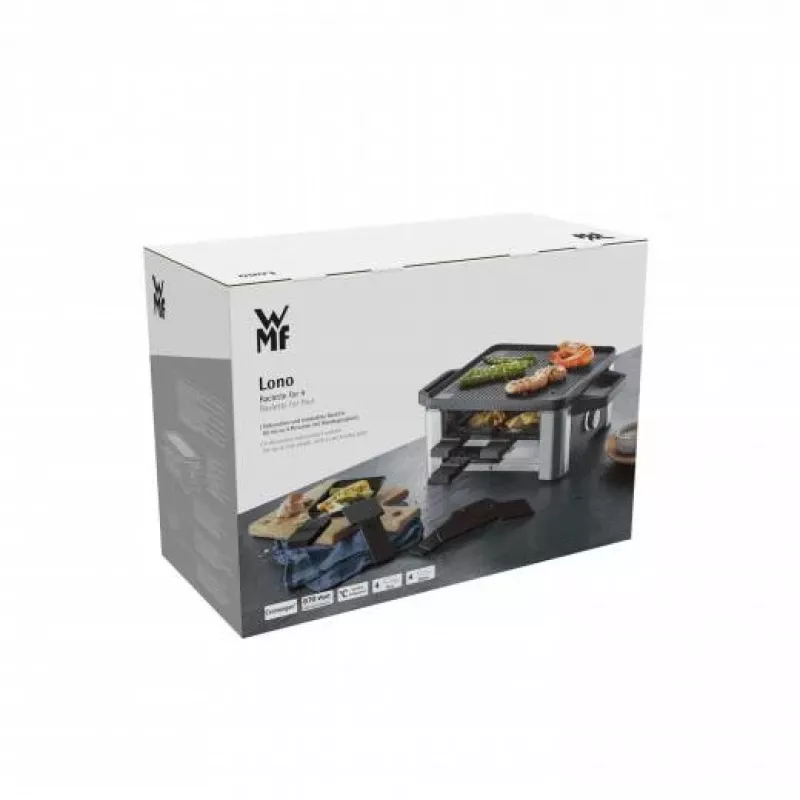 WMF 61.3024.5155 grill per raclette 4 persone nero, acciaio inox