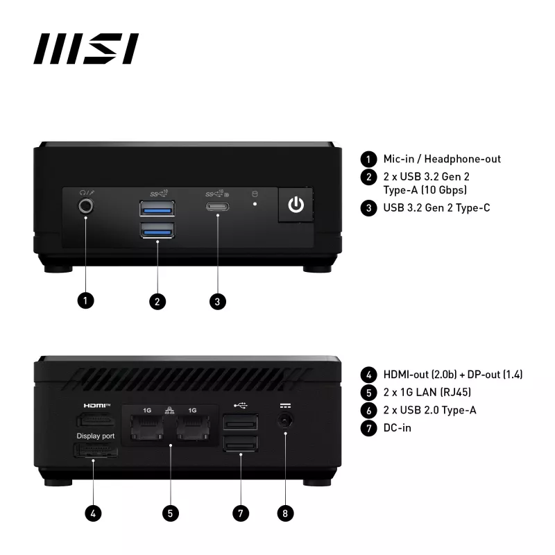 Mini PC MSI Cubi N ADL-006DE Intel® N N200 4 GB DDR4-SDRAM 128 GB SSD Windows 11 Pro nero