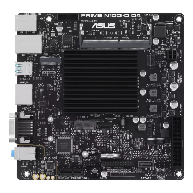 Scheda madre ASUS PRIME N100I-D D4, chipset Intel, socket NA, mini ITX