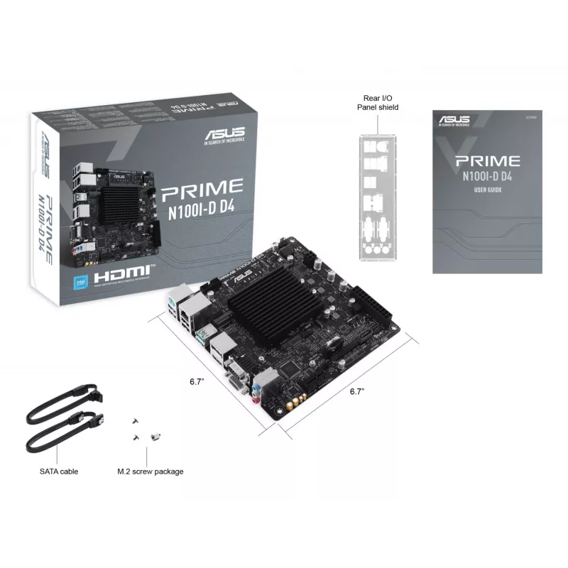 Scheda madre ASUS PRIME N100I-D D4, chipset Intel, socket NA, mini ITX